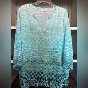 001- Chaus House New York Blouse 3/4 Sleeve Size Large